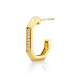 Diamond Angular Half-Hoop Huggie Earrings Roseark Deux Single