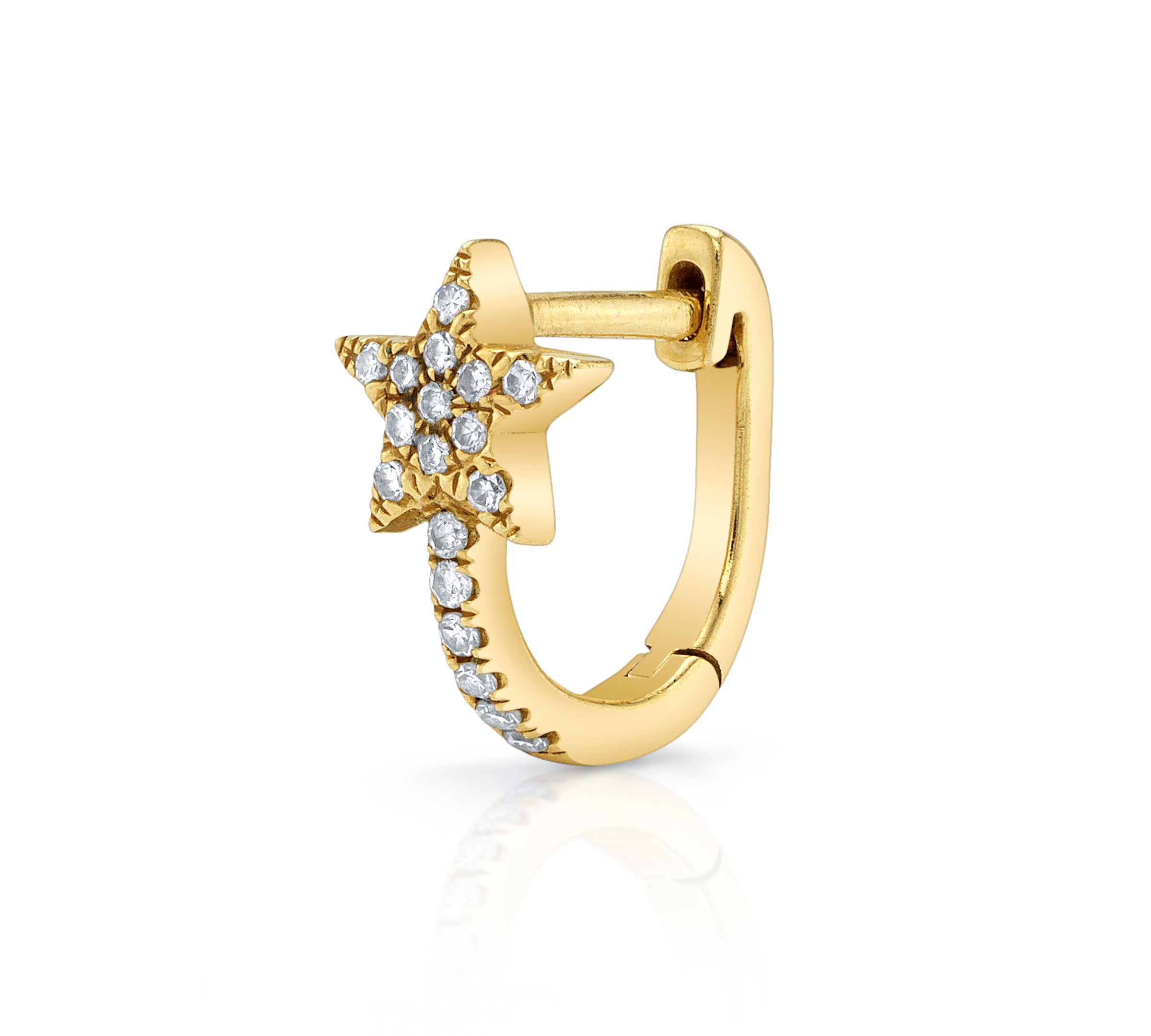 Pave Diamond Star Huggie Huggie Earrings Roseark Deux Single