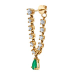 Diamond Chain Earring with Emerald Drop Drop Earrings Roseark Deux Single