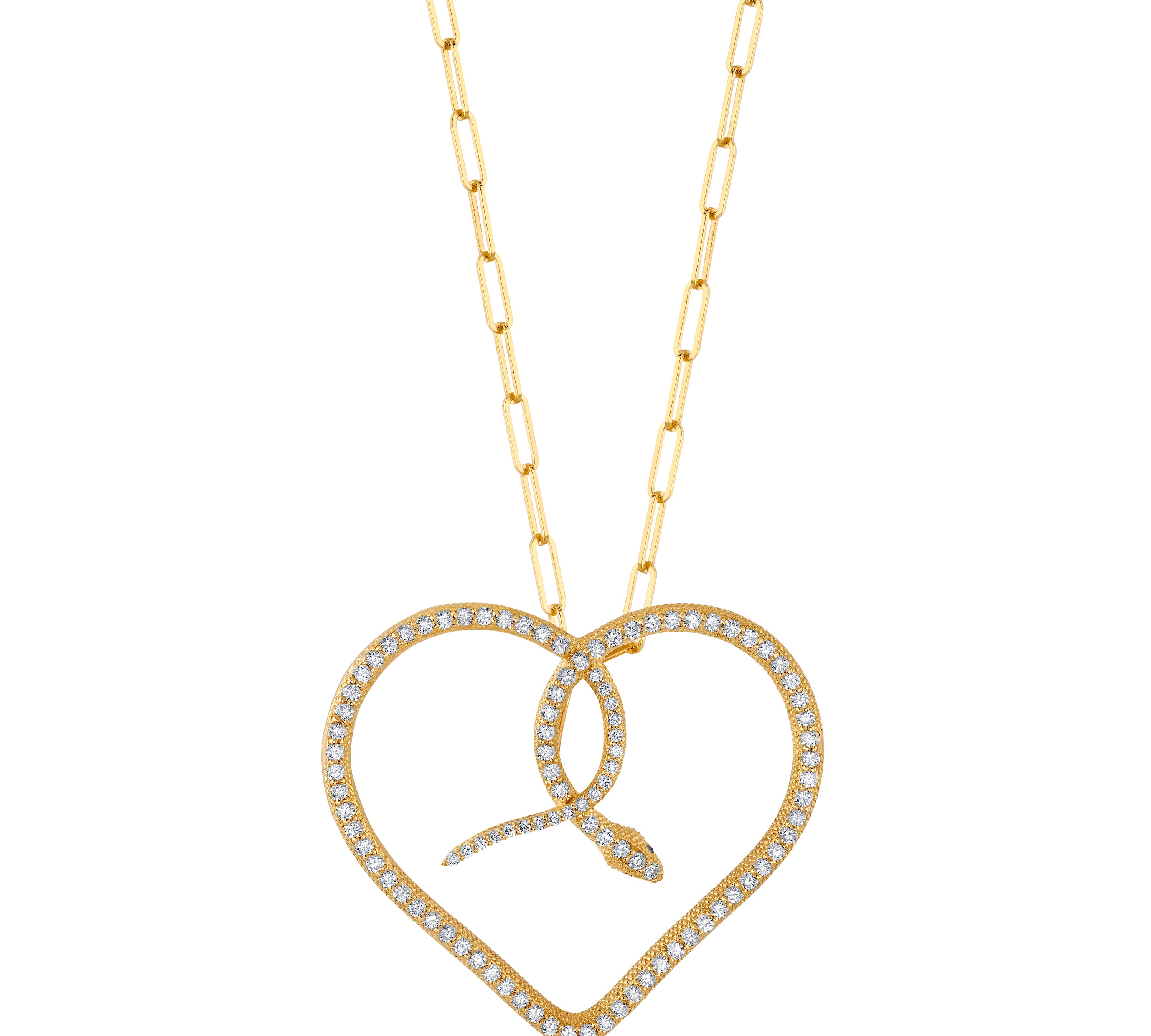 Diamond Snake Heart Necklace Pendant Perez Bitan   