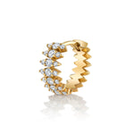 Diamond-Set Spike Huggie Huggie Earrings Roseark Deux Yellow Gold Single