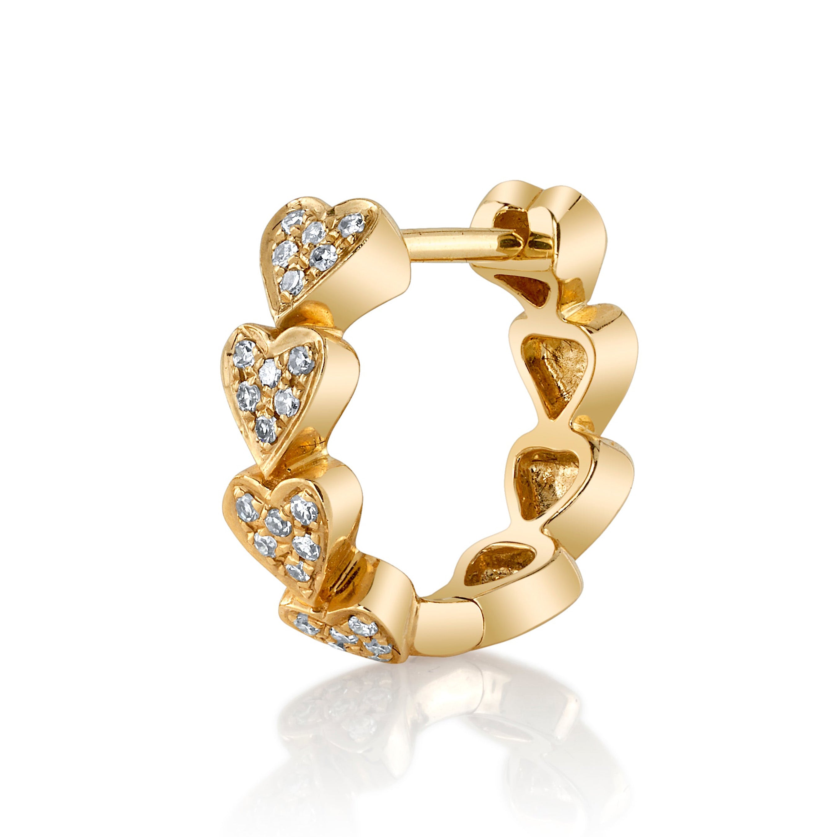 Connected Hearts Diamond Huggie Huggie Earrings Roseark Deux Single