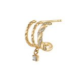 Twisted Half-Huggie Diamond Drop Huggie Earrings Roseark Deux Single