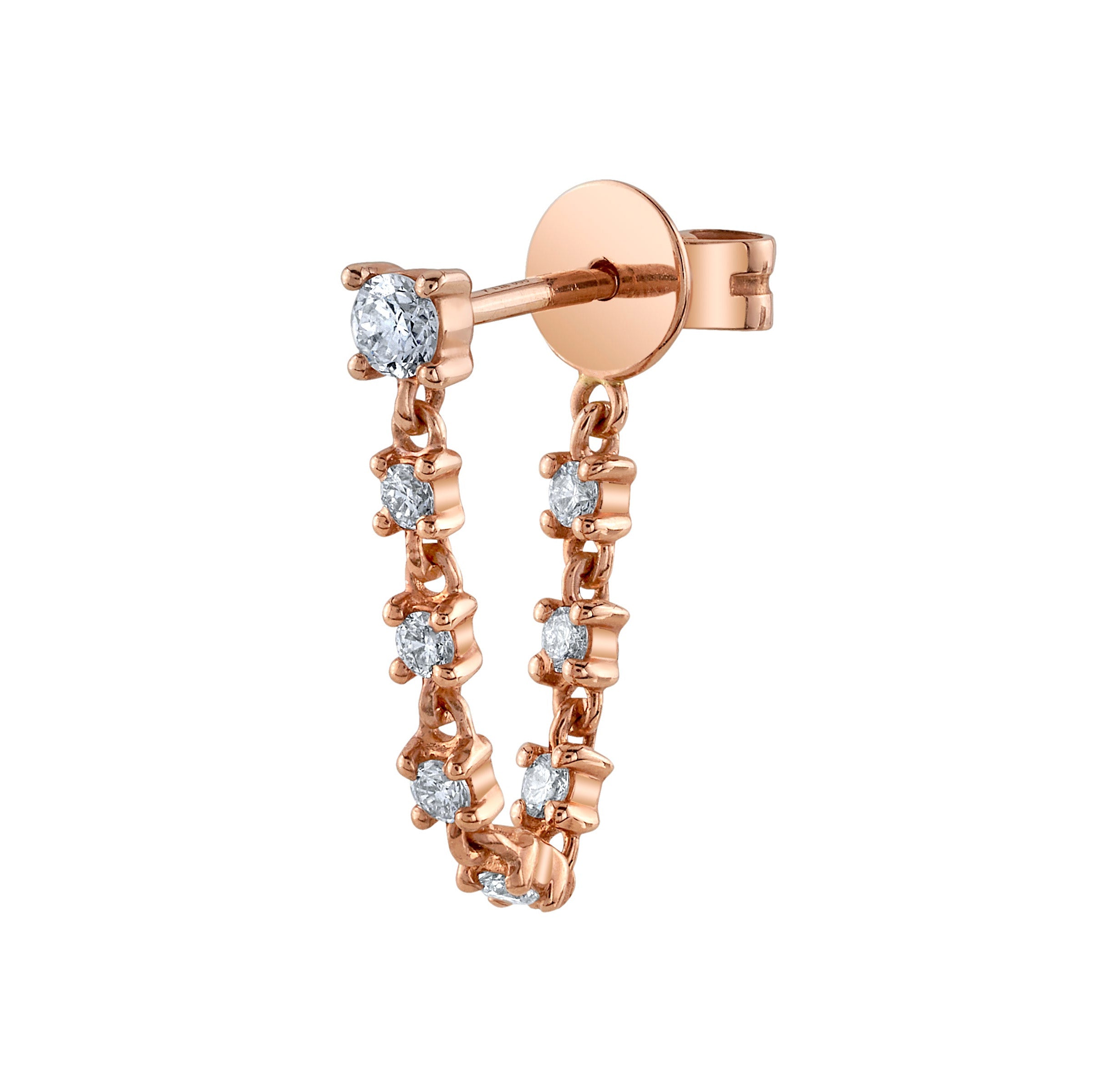 Diamond Linked Chain Drop Earring Drop Earrings Roseark Deux Single