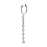 Long Diamond Drop Pave Huggie Drop Earrings Roseark Deux Single