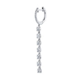 Long Diamond Drop Pave Huggie Drop Earrings Roseark Deux Single