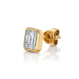 Bezeled Diamond Rectangular Stud Stud Earrings Roseark Deux Single