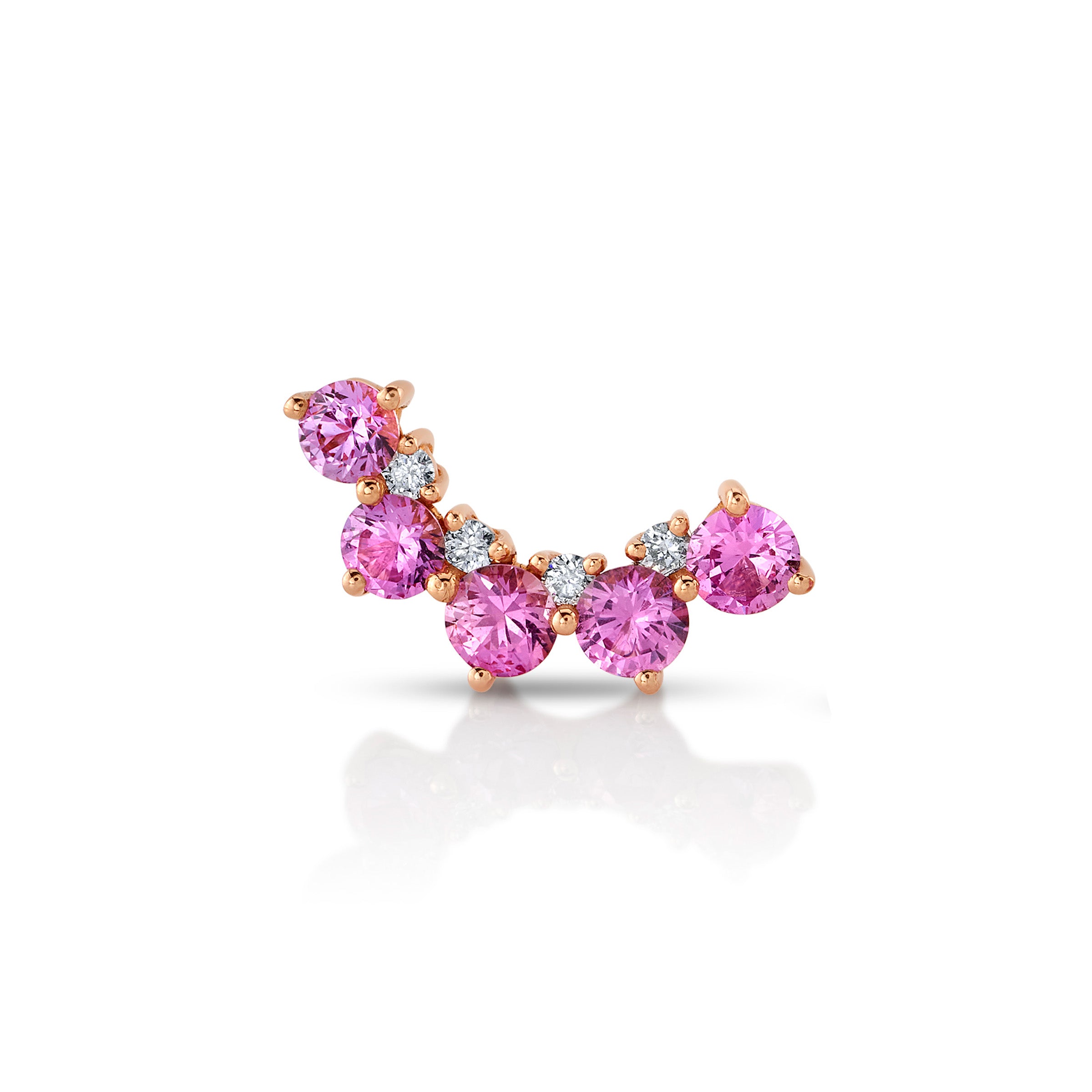 Sapphire Diamond Curved Stud Stud Earrings Roseark Deux Single Right