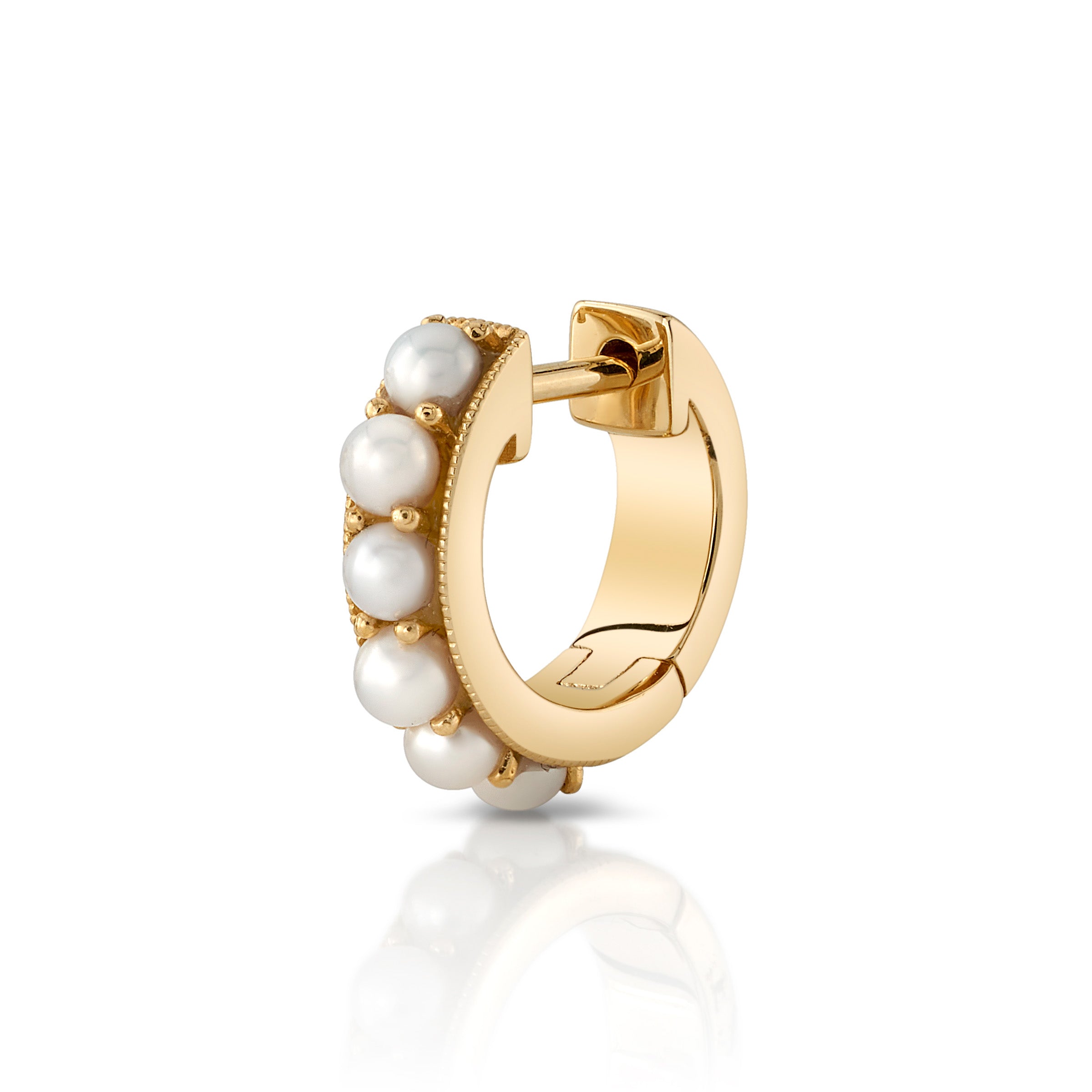Decorative Edge Pearl Huggie Huggie Earrings Roseark Deux Single