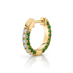Pave Diamond Stone Huggie Huggie Earrings Roseark Deux Single Emerald
