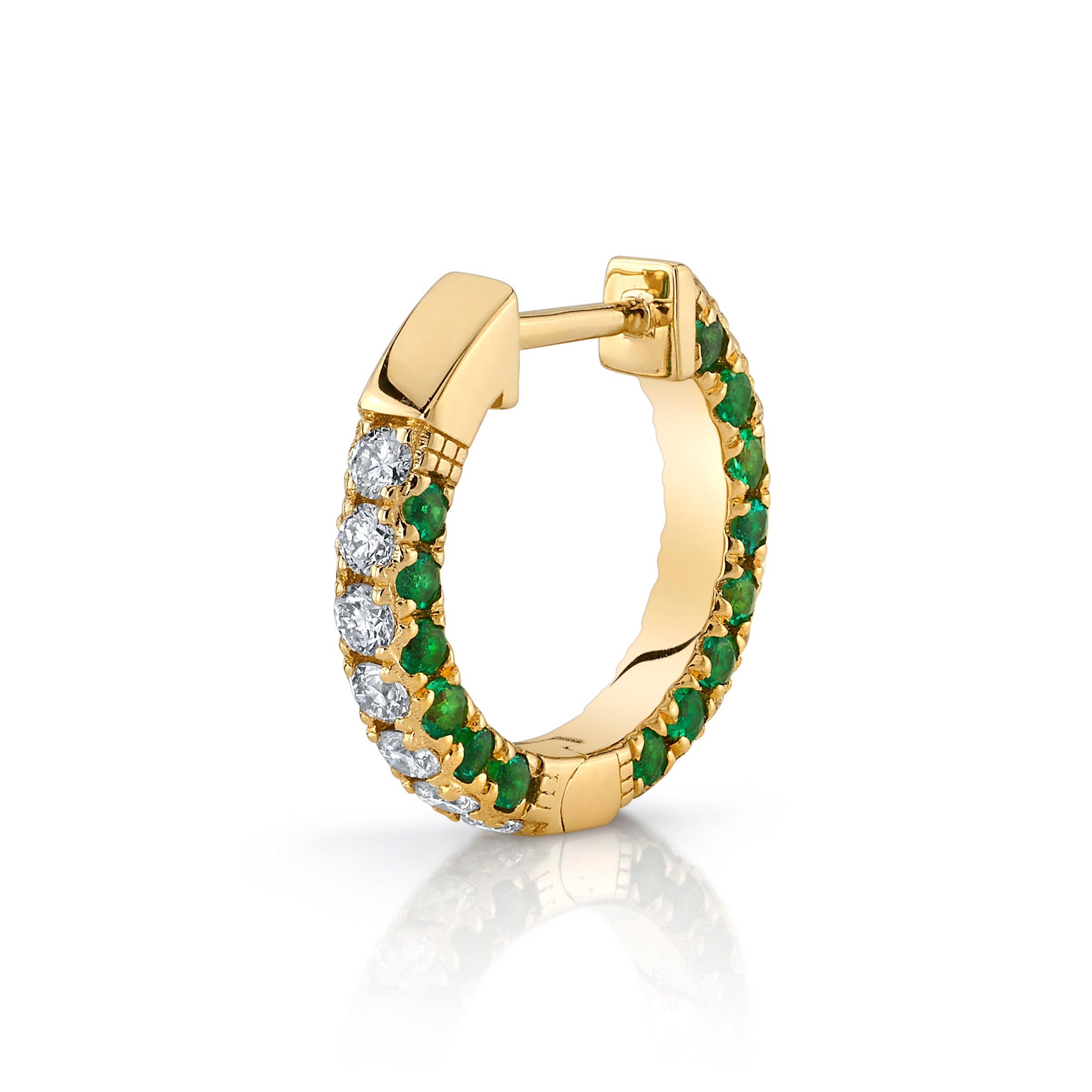 Pave Diamond Stone Huggie Huggie Earrings Roseark Deux Single Emerald