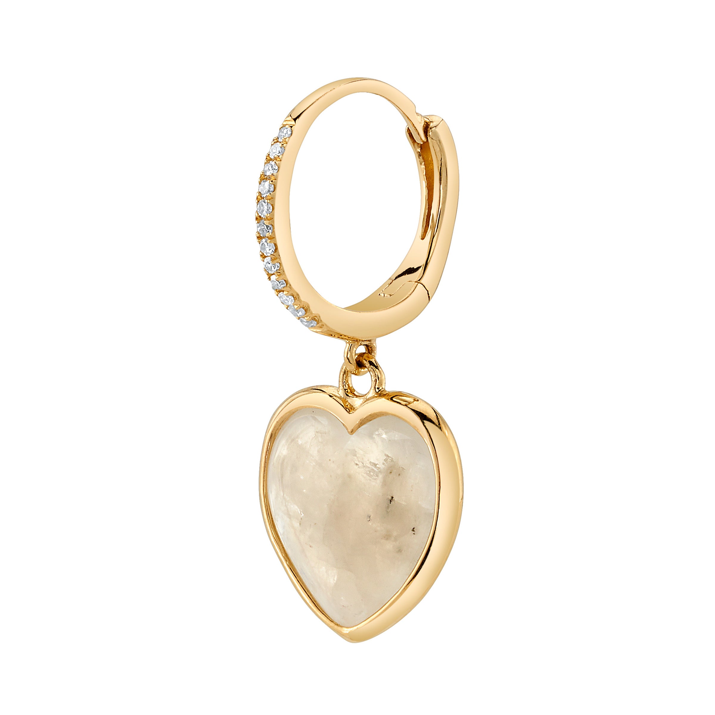 Moonstone Heart Earring Huggie Earrings Roseark Deux Single