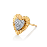 Ruffle Heart Diamond Stud Stud Earrings Roseark Deux Single