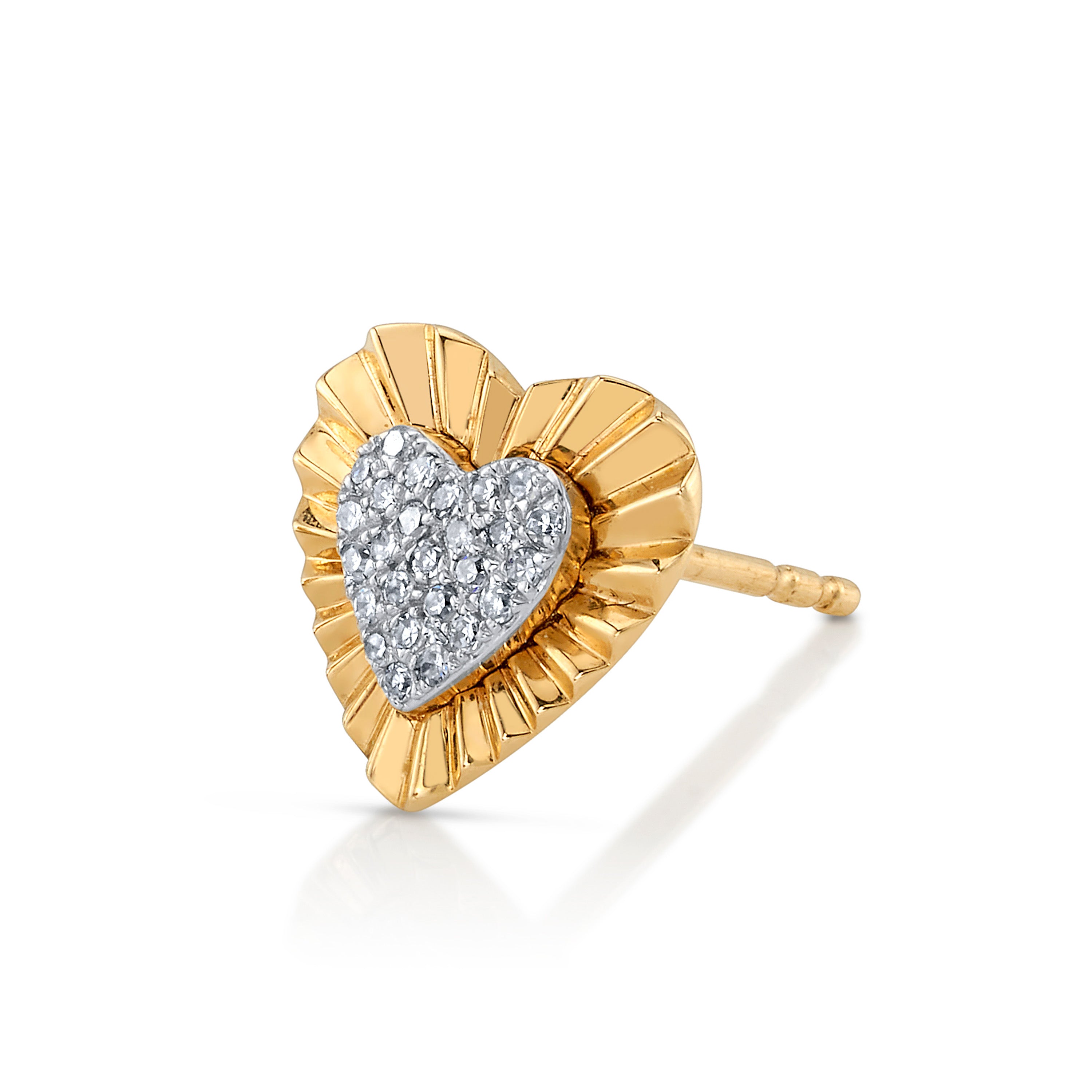 Ruffle Heart Diamond Stud Stud Earrings Roseark Deux Single