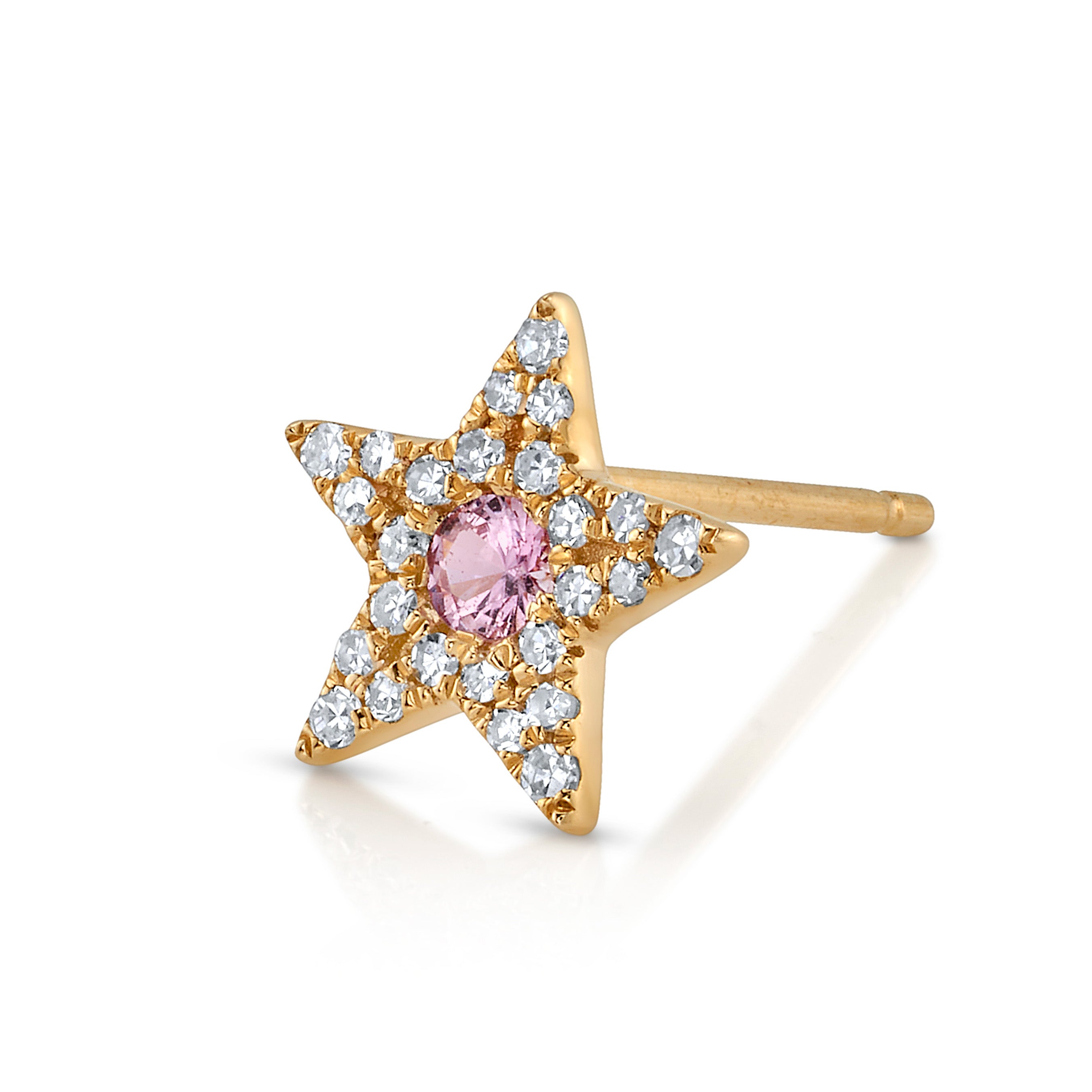 Sapphire Center Diamond Star Stud Stud Earrings Roseark Deux Single