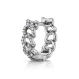 Diamond Chain Link Huggie Huggie Earrings Roseark Deux White Gold Single