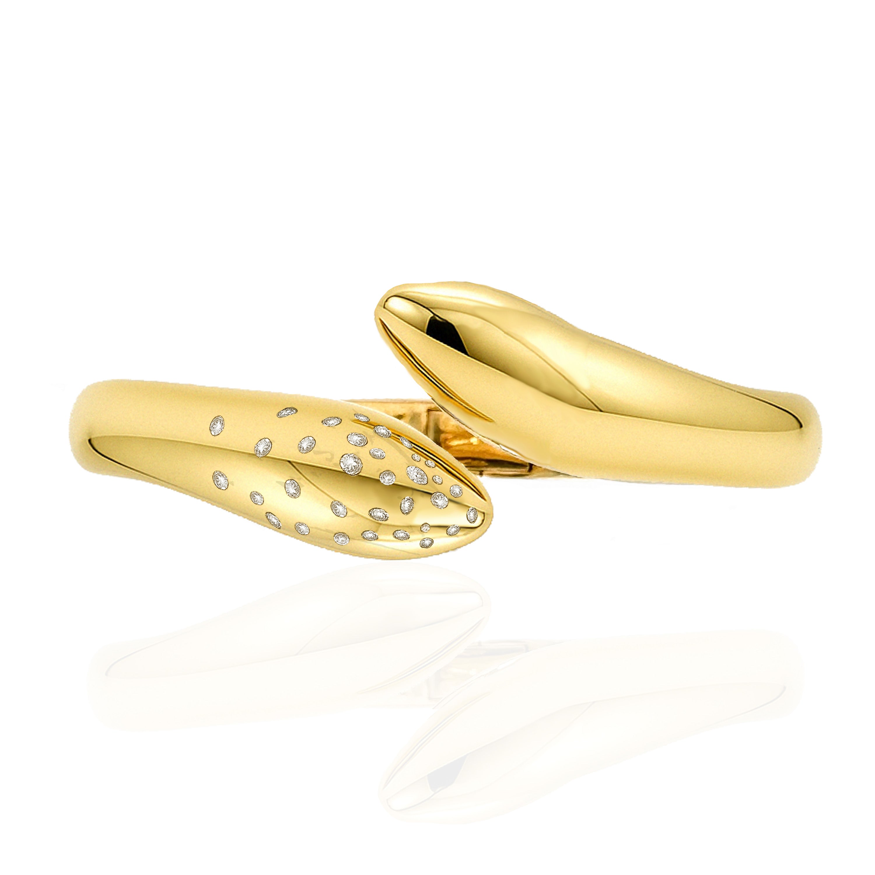 Claw Bangle with Sprinkled Diamonds, Sterling Silver Bangle MAE + LANG Small 6.5-7
