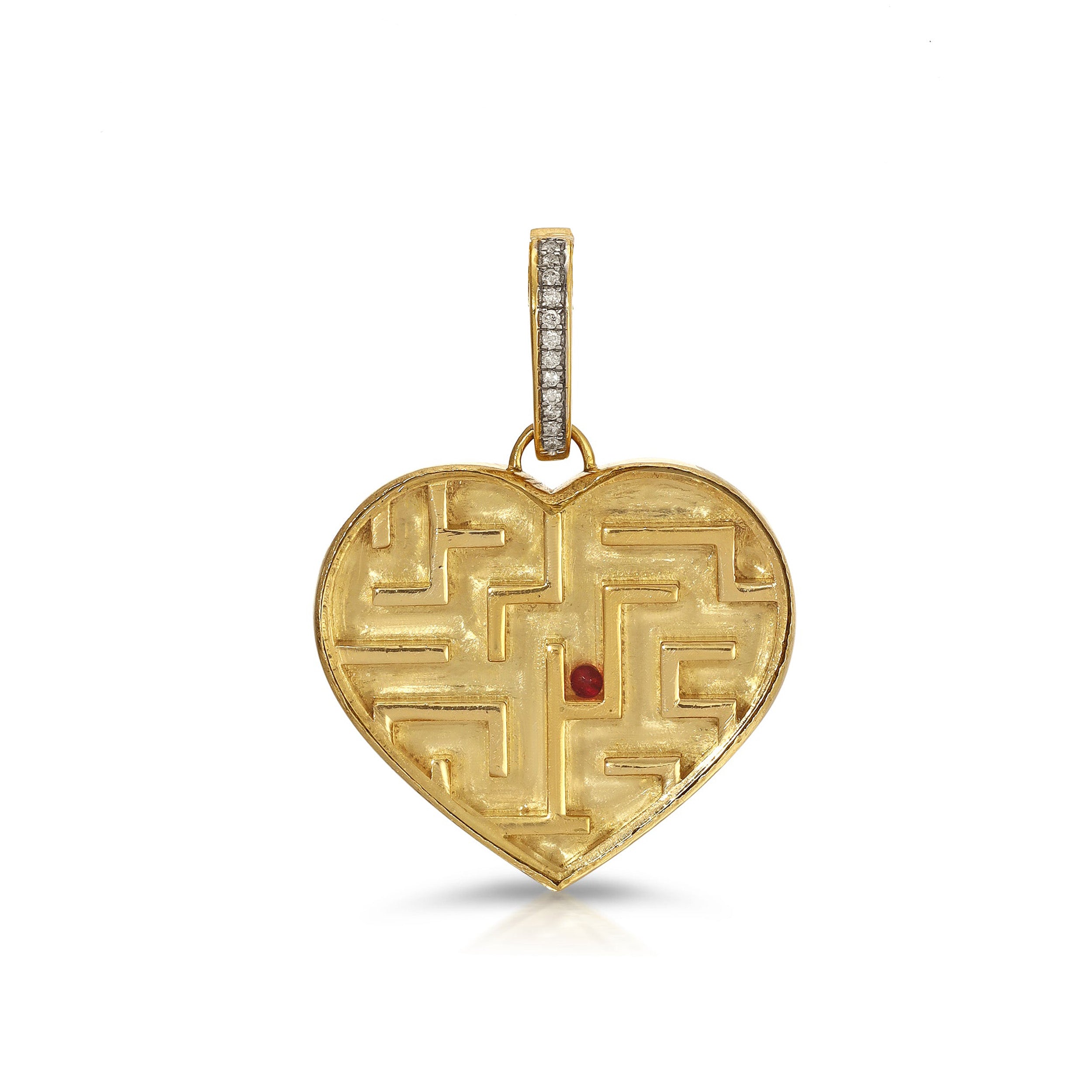 Labyrinth Heart Charm with Diamond Bale Charm Carolyn Rodney