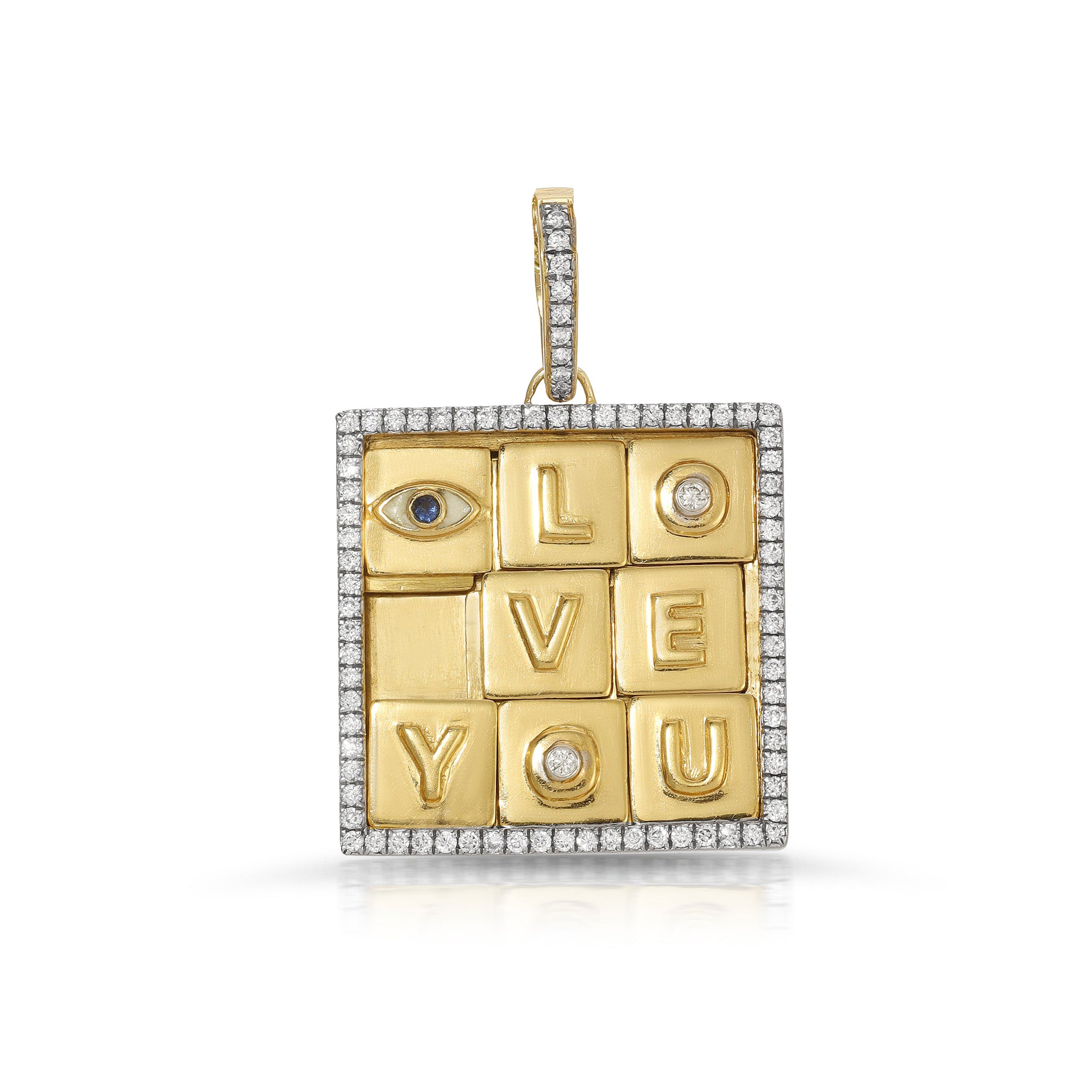 'I Love You' Puzzle Charm with Diamonds Charm Carolyn Rodney