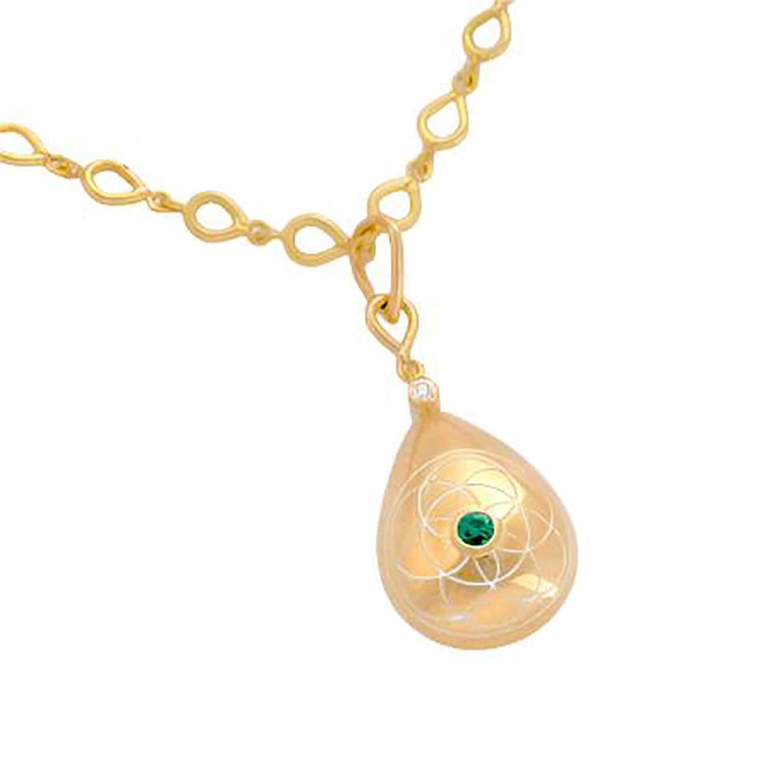 Emerald Teardrop Pendant with Diamonds Charm Carolyn Rodney