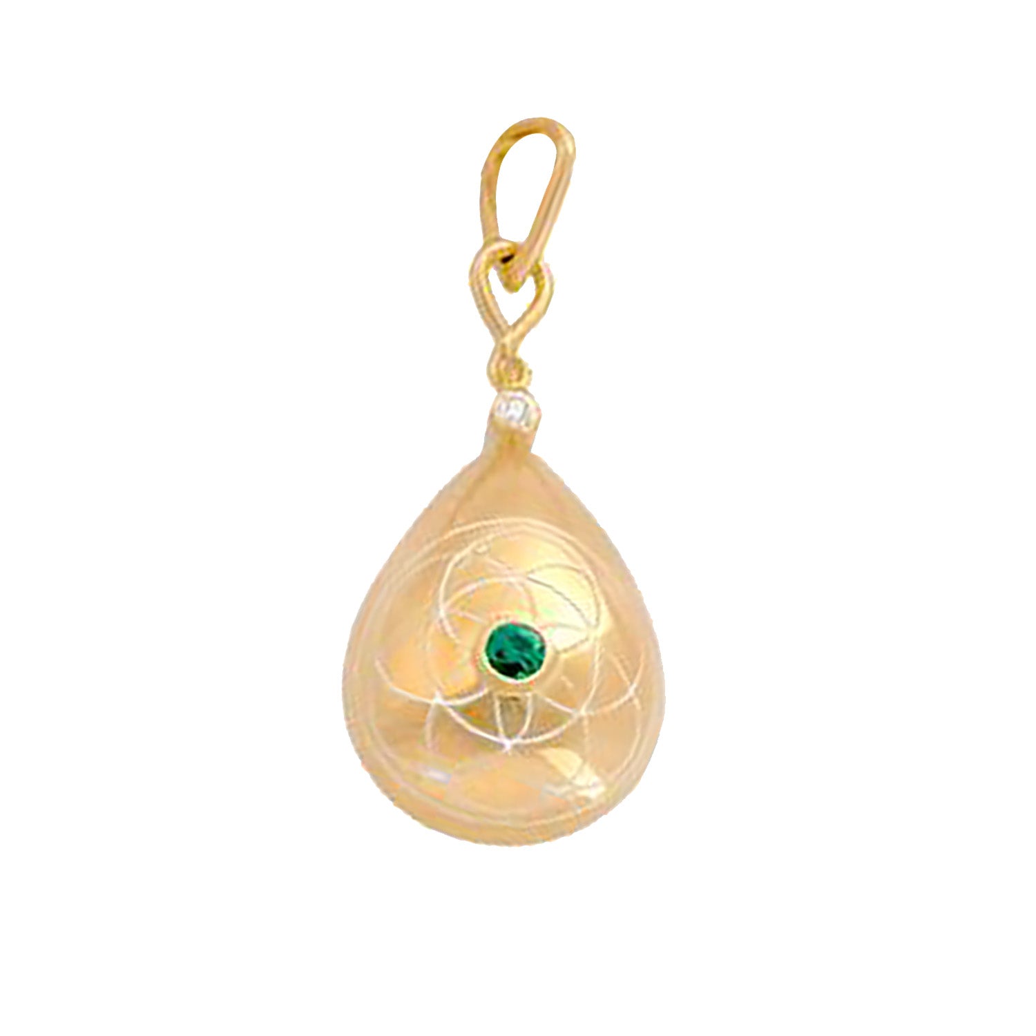 Emerald Teardrop Pendant with Diamonds Charm Carolyn Rodney