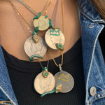Snake Wrapped Gold Coin with Diamonds Pendant Stones of Character