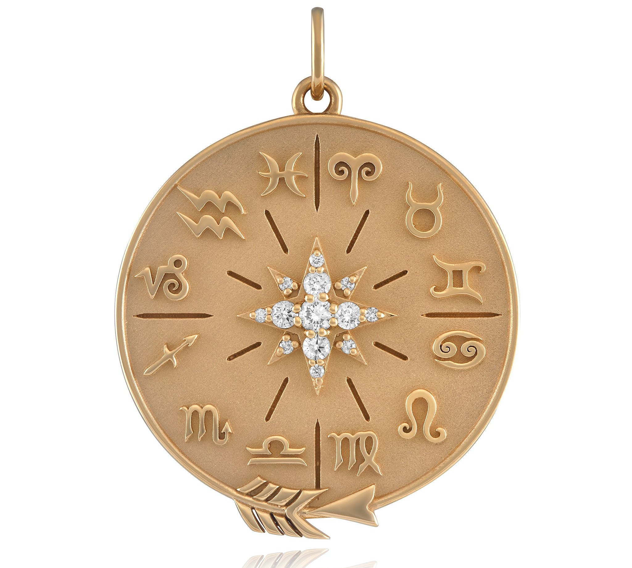 Diamond Starburst Zodiac Wheel Pendant Pendant Maura Green   