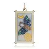 Hawk Moth Tarot Card Charm Charm Maura Green 14k Yellow Gold