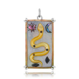 Serpent Sacred Symbol Tablet Charm Charm Maura Green Sterling Silver