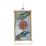 Hand Carved Sun Tarot Card Charm Charm Maura Green Sterling Silver  