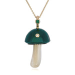 Chalcedony Mushroom with Bezel Stones Charm Maura Green