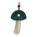 Chalcedony Mushroom with Bezel Stones Charm Maura Green Green with Emerald + Diamond