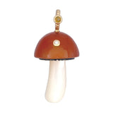 Chalcedony Mushroom with Bezel Stones Charm Maura Green Orange with Citrine + Diamond
