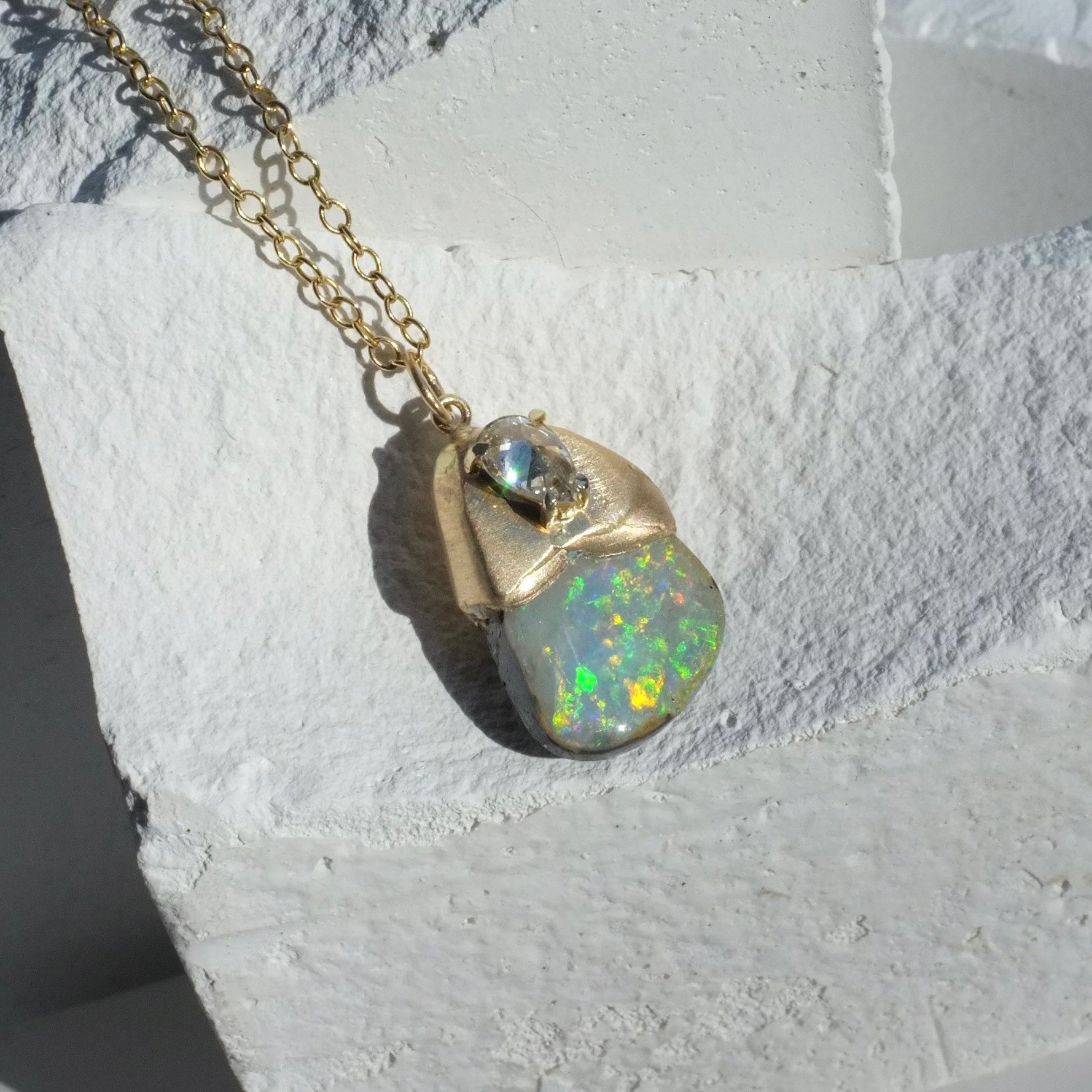 Melted Opal Necklace Charm Necklace Elisabeth Bell Jewelry