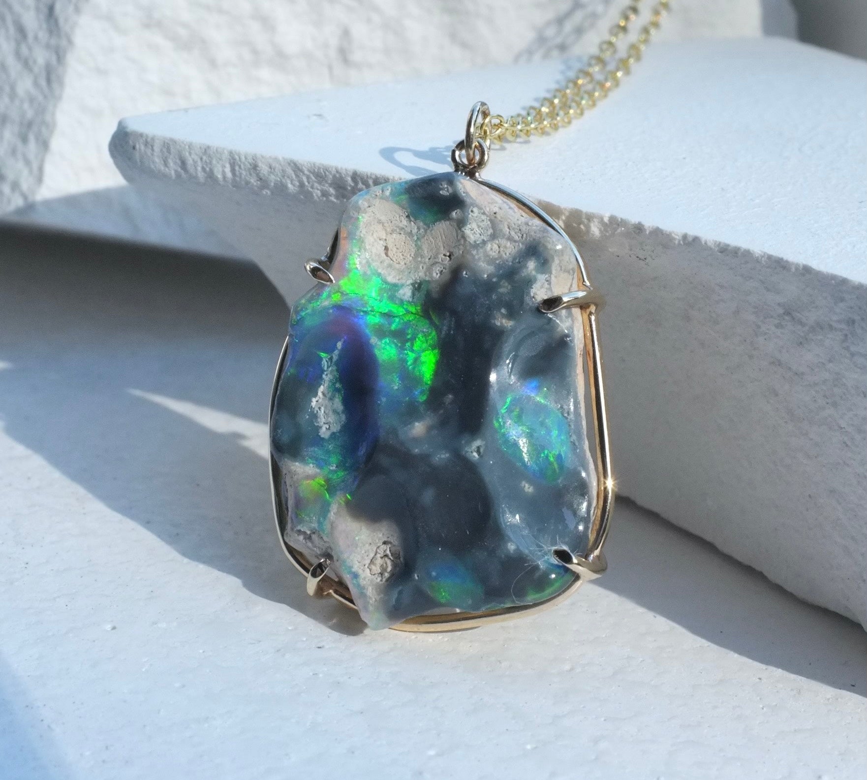 Opal Nugget Necklace Pendant Elisabeth Bell Jewelry   