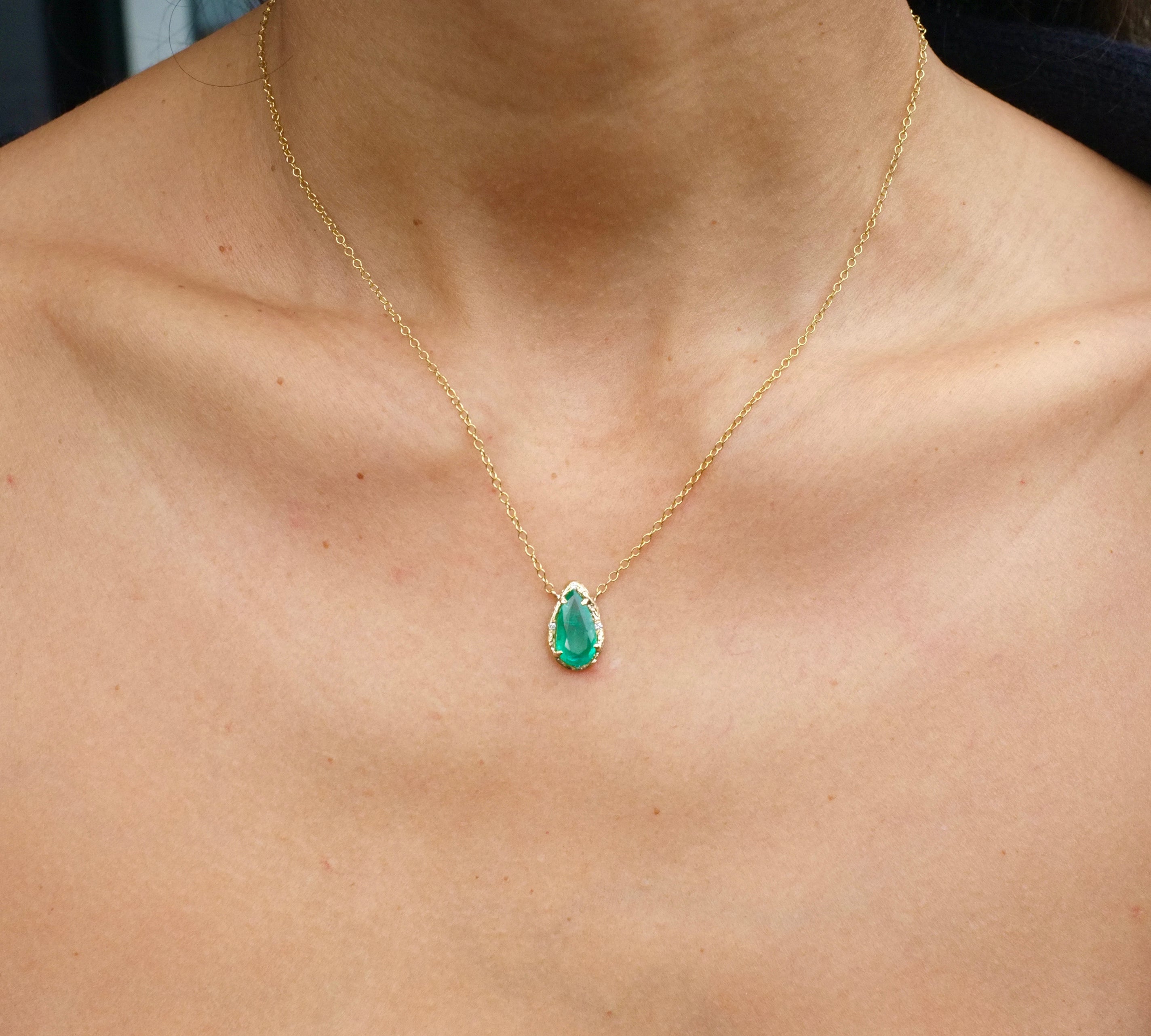 Large Emerald Pear Necklace Pendant Elisabeth Bell Jewelry   