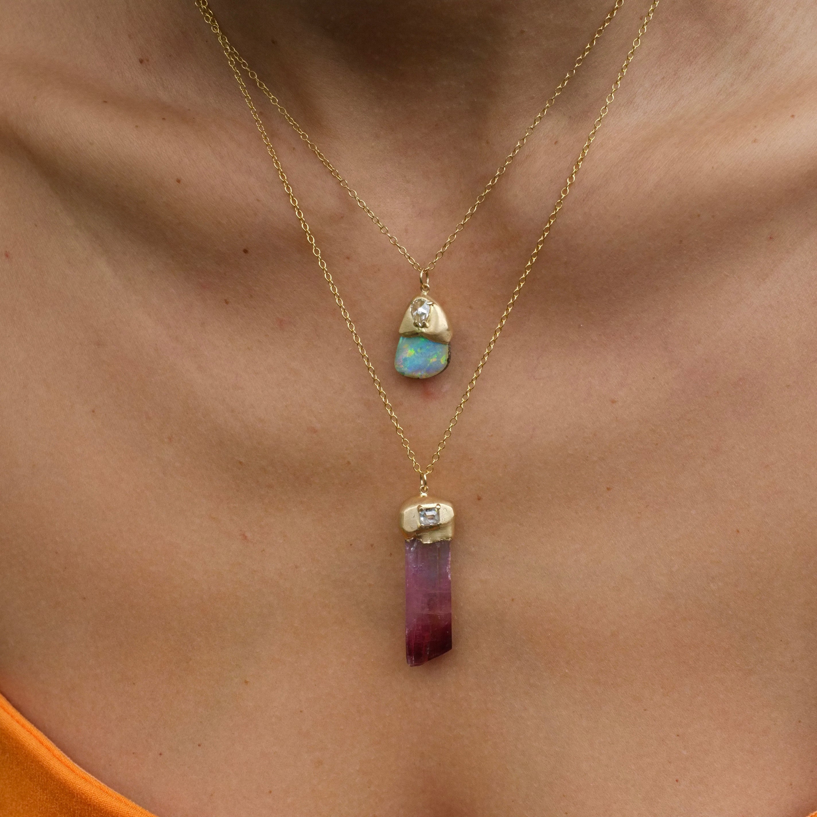 Melted Opal Necklace Charm Necklace Elisabeth Bell Jewelry