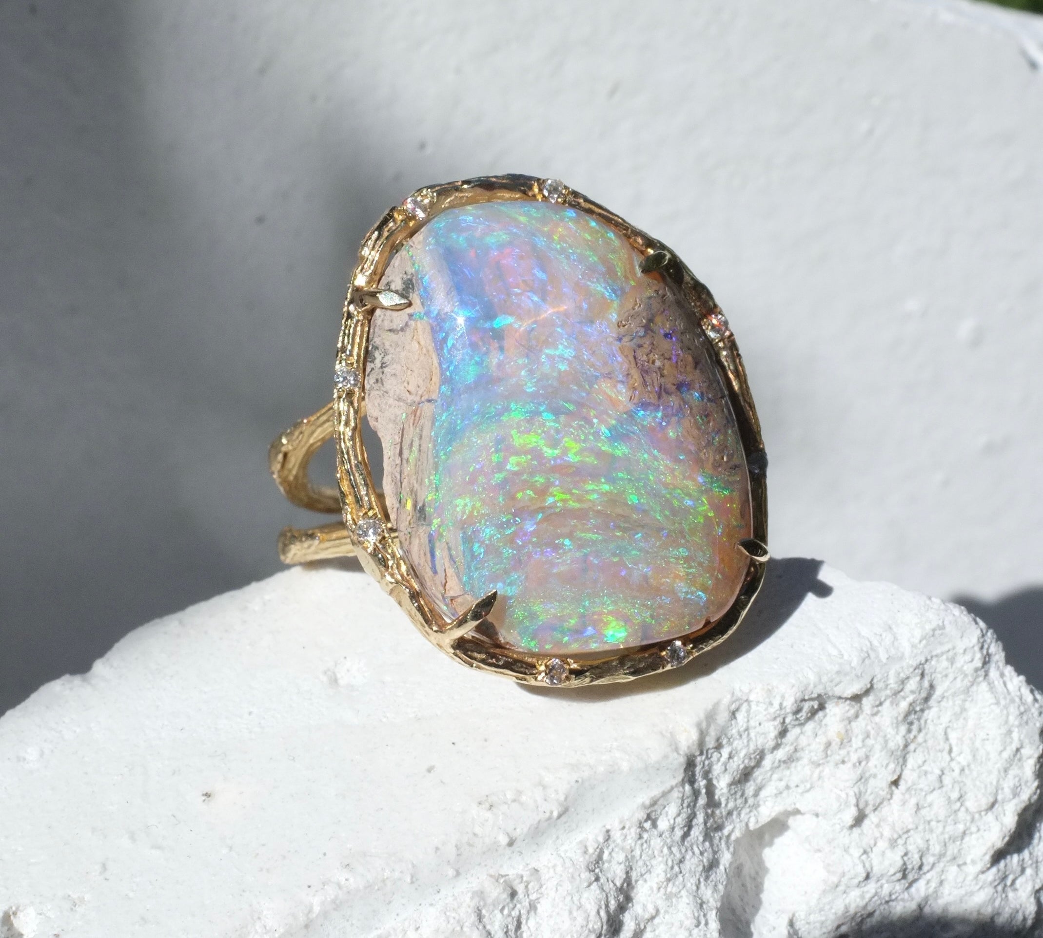 Pastel Opal Ring Cocktail Elisabeth Bell Jewelry   