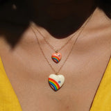 Vintage Acrylic Heart Necklace with Diamond Pendant Necklace Elisabeth Bell Jewelry