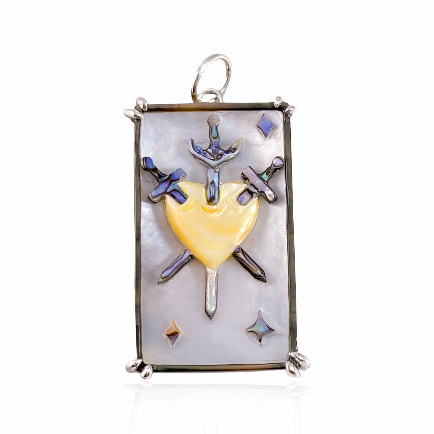 Three of Swords Tarot Charm Charm Maura Green Sterling Silver