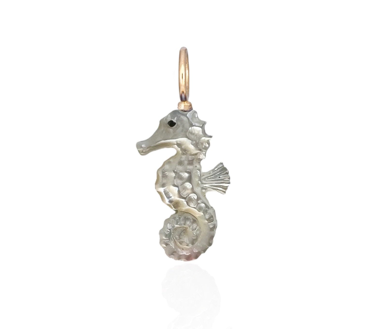 Seahorse Charm Charm Maura Green White Mother of Pearl  