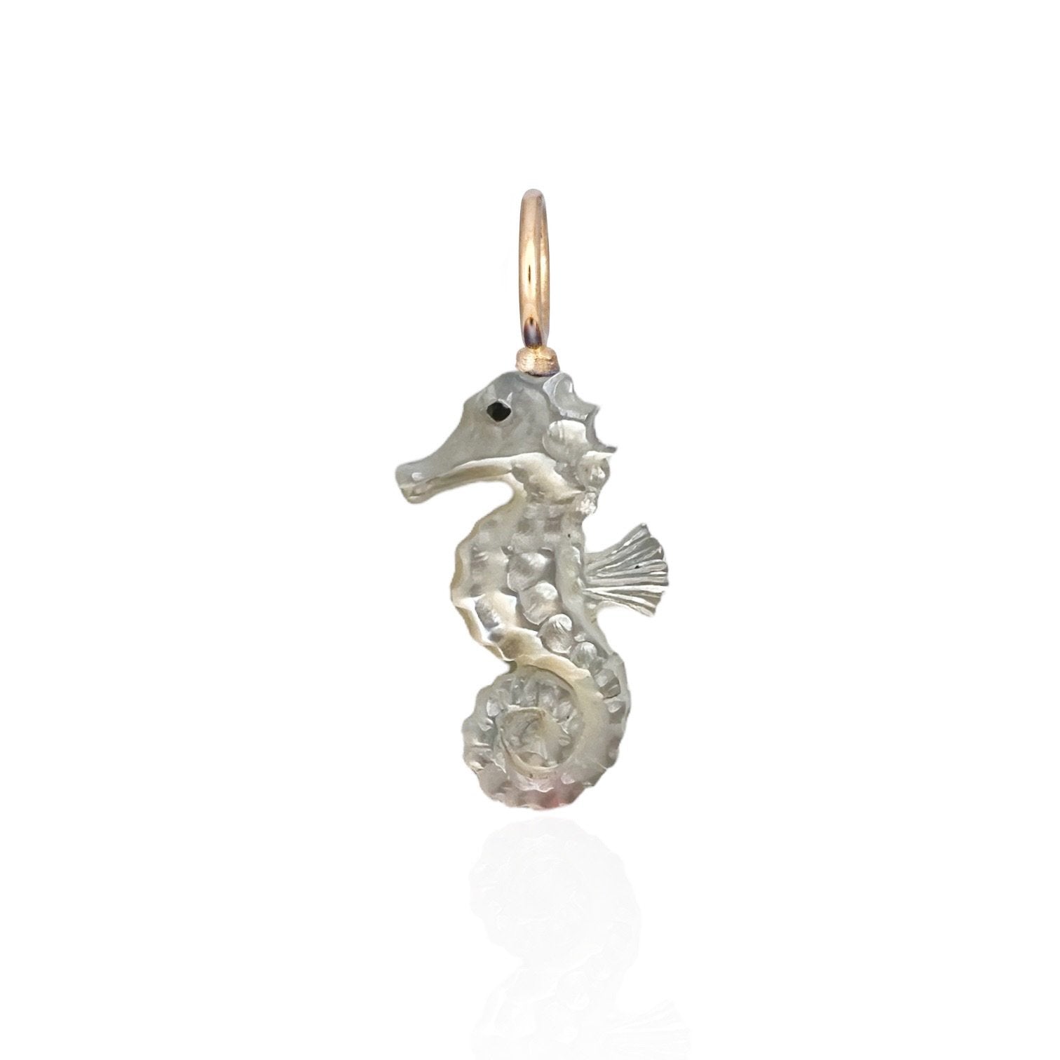 Pearl Seahorse Charm Charm Maura Green White Mother of Pearl