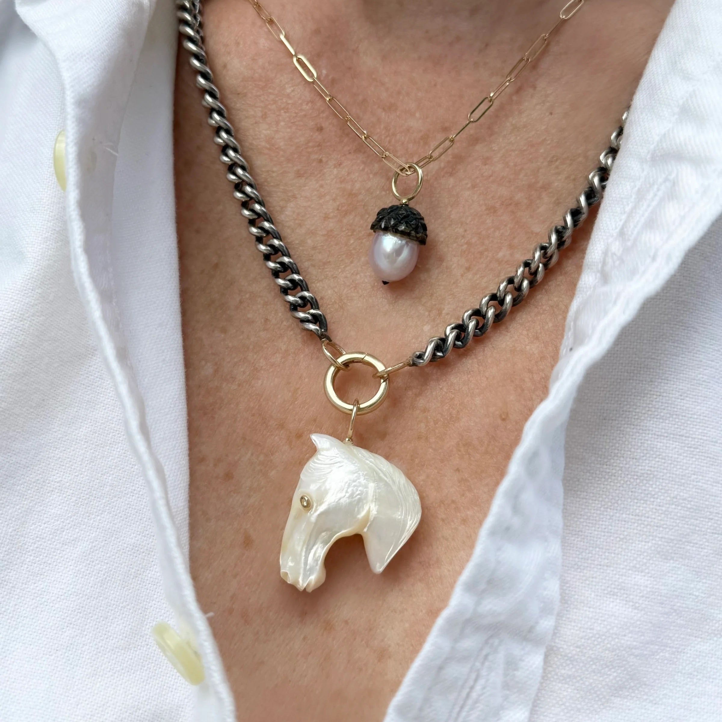 White Horse Head Charm Charm Maura Green