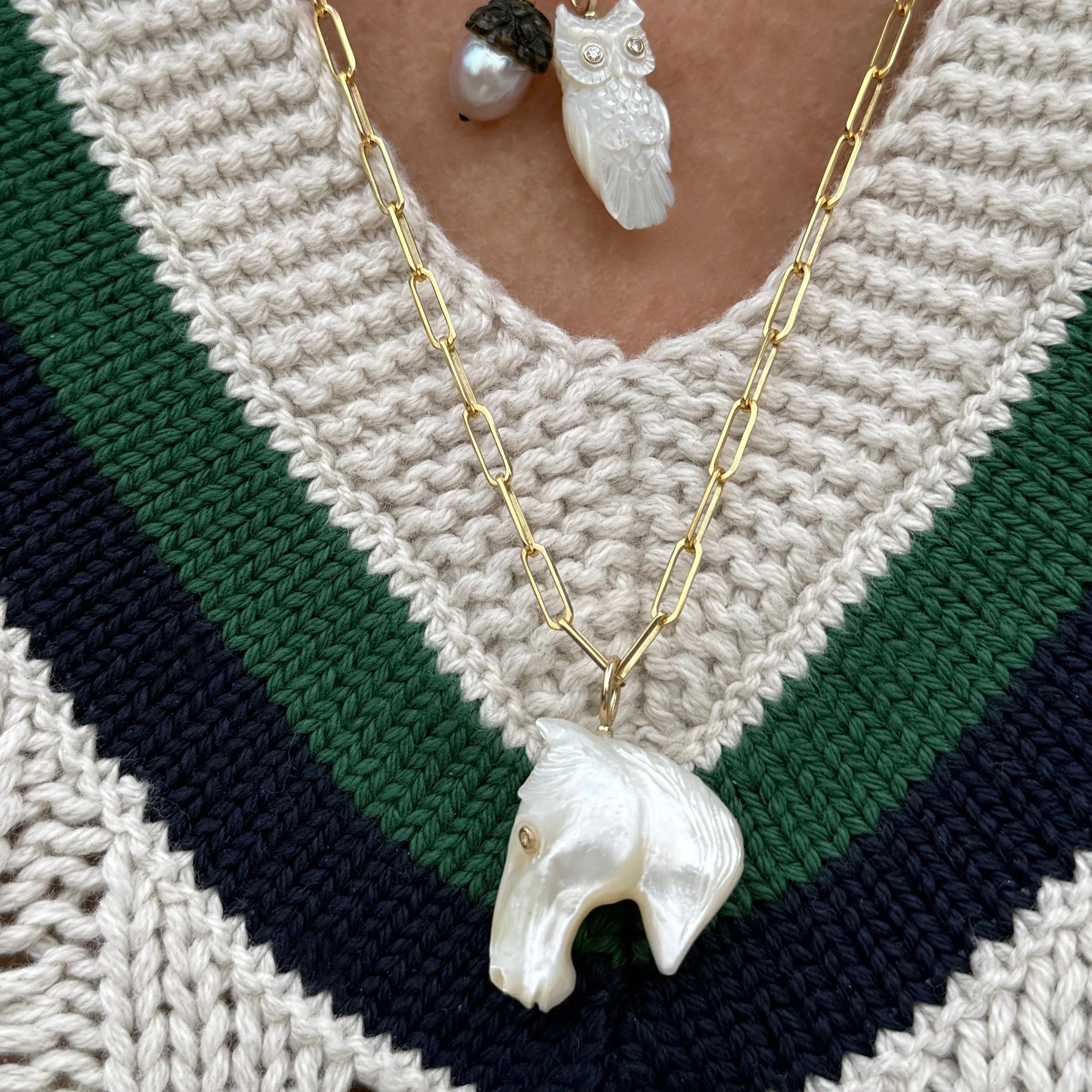 White Horse Head Charm Charm Maura Green