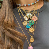 Large Malachite Zodiac Necklace Pendant Helena Rose Jewelry Gemini - Dynamic and Kind  