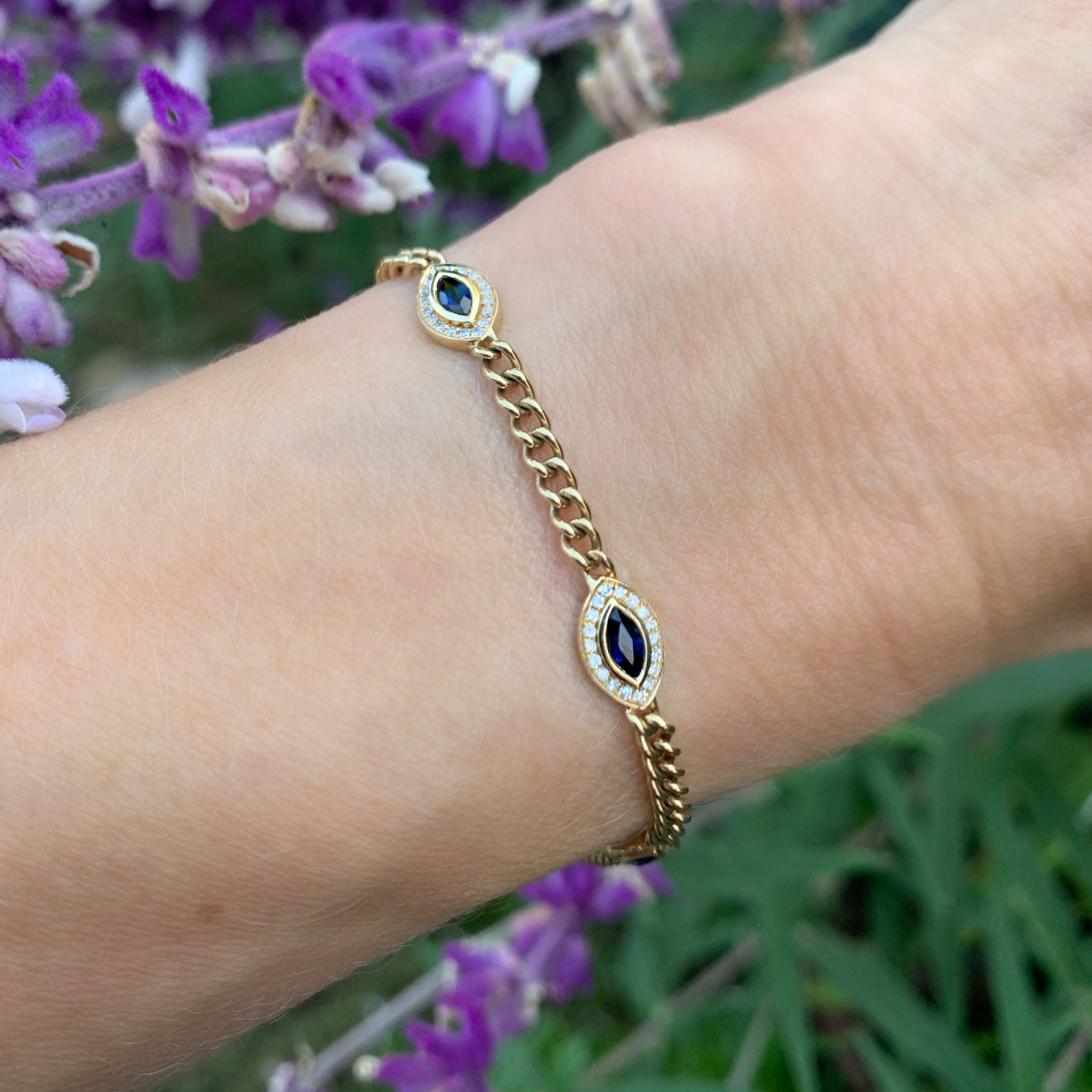'All Seeing Eye' Chain Bracelet with Stones Chain Bracelet Roseark Deux