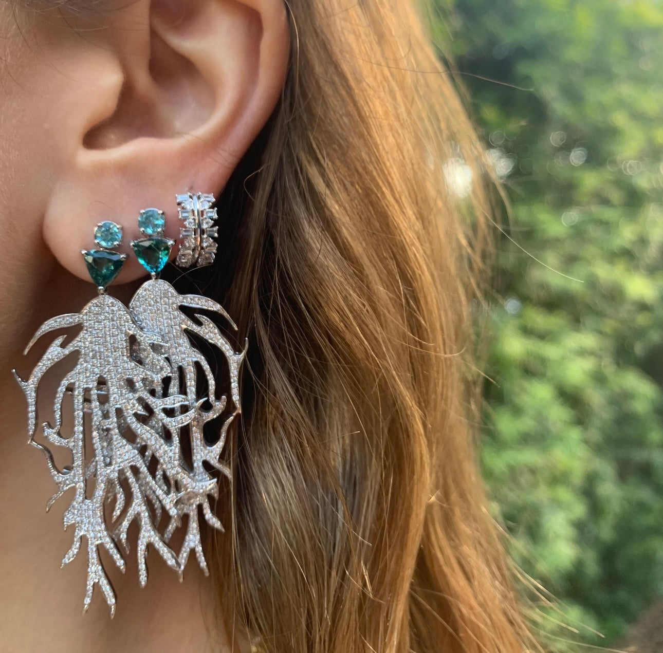 Tourmaline and Apatite Coral Earrings Statement Earrings Karma El-Khalil