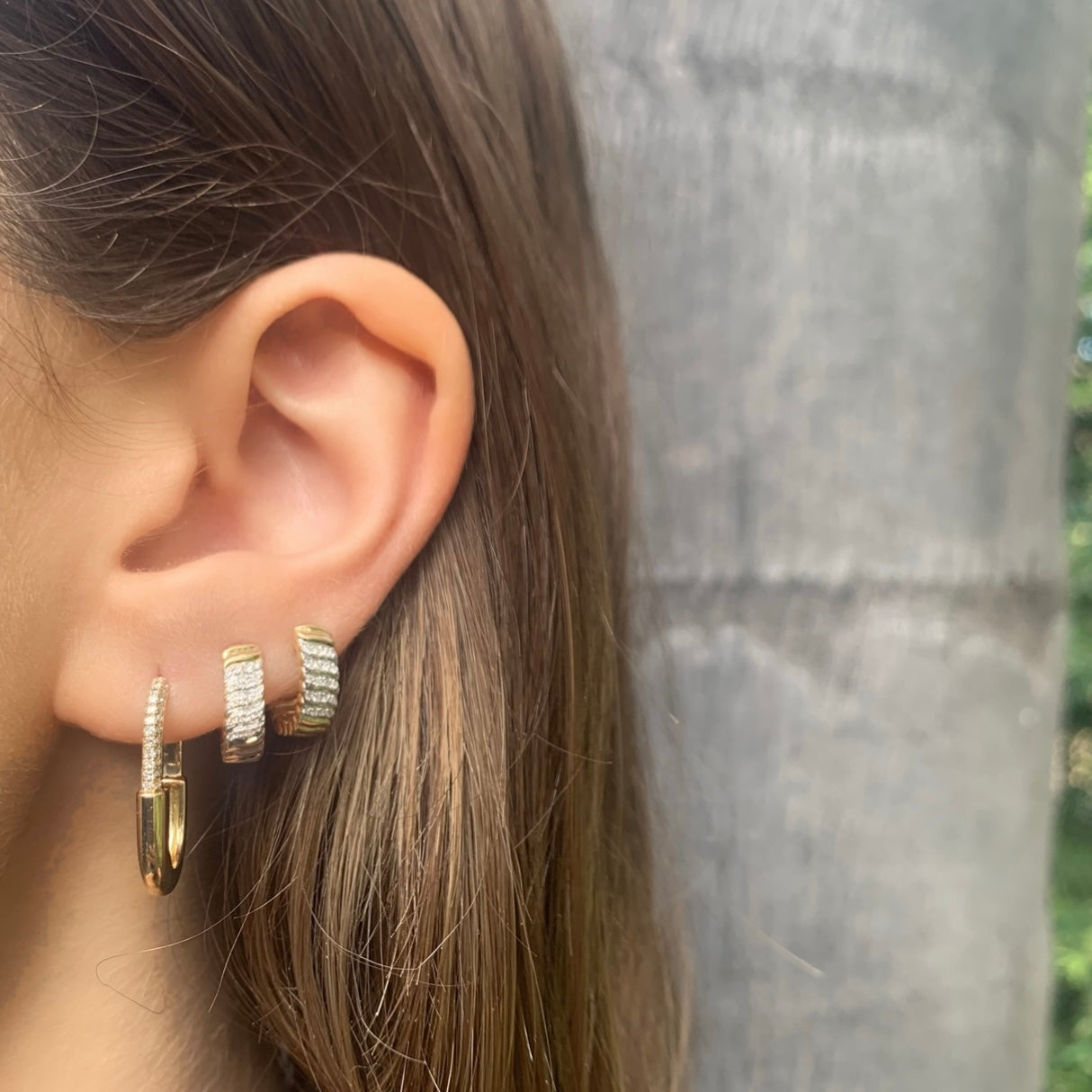 Textured Diamond Wave Huggie Huggie Earrings Roseark Deux