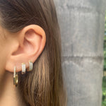 Textured Diamond Wave Huggie Huggie Earrings Roseark Deux