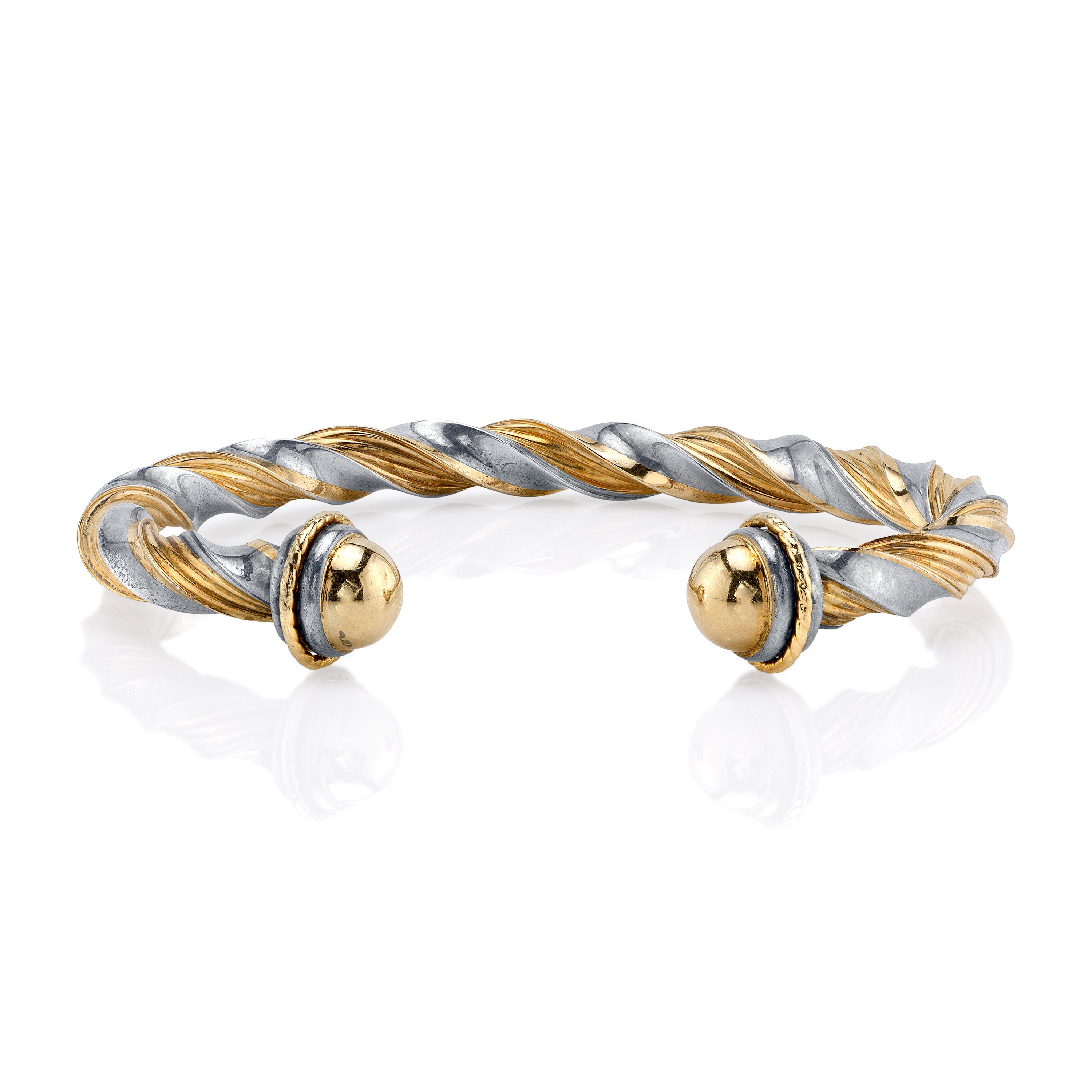 Vintage Silver & Gold Twist Cuff Bracelet Roseark Vintage